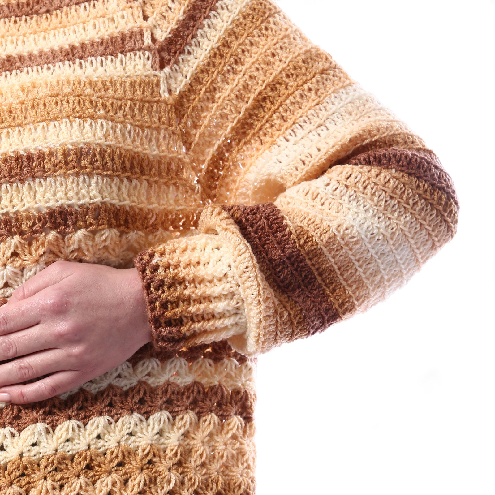 Trendy Relax Pullover Jacquard Stripe Crochet Hand Made - Image 3