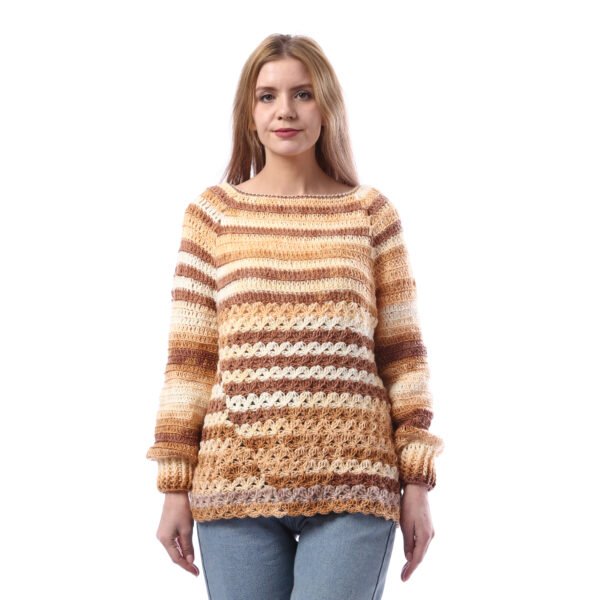 Trendy Relax Pullover Jacquard Stripe Crochet Handmade