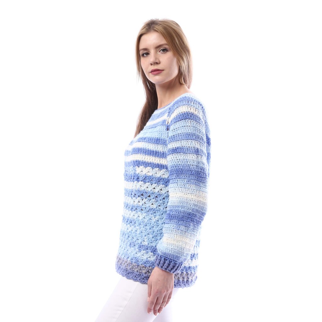 Trendy Relax Pullover Jacquard Stripe Crochet Handmade