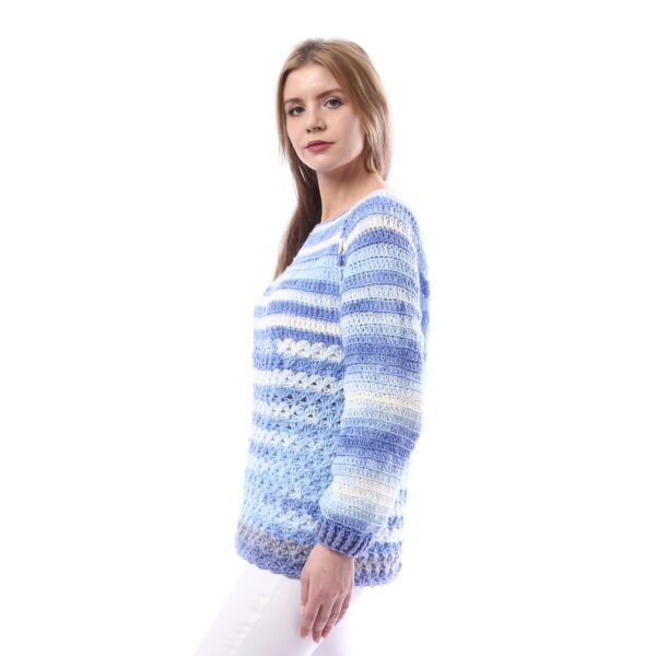 Trendy Relax Pullover Jacquard Stripe Crochet Hand Made
