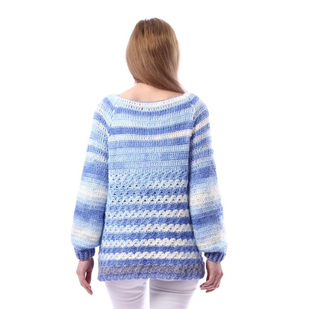 Trendy Relax Pullover Jacquard Stripe Crochet Handmade