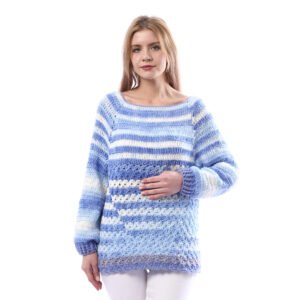 Trendy Relax Pullover Jacquard Stripe Crochet Handmade - Image 3