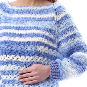 Trendy Relax Pullover Jacquard Stripe Crochet Handmade - Image 2