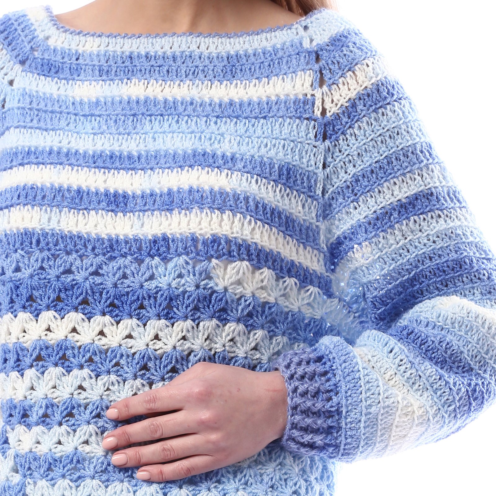 Trendy Relax Pullover Jacquard Stripe Crochet Handmade - Image 2