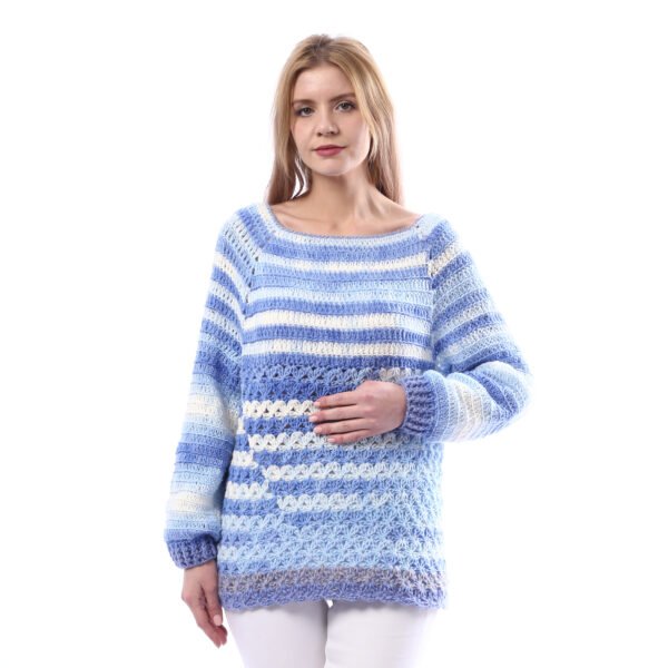 Trendy Relax Pullover Jacquard Stripe Crochet Handmade