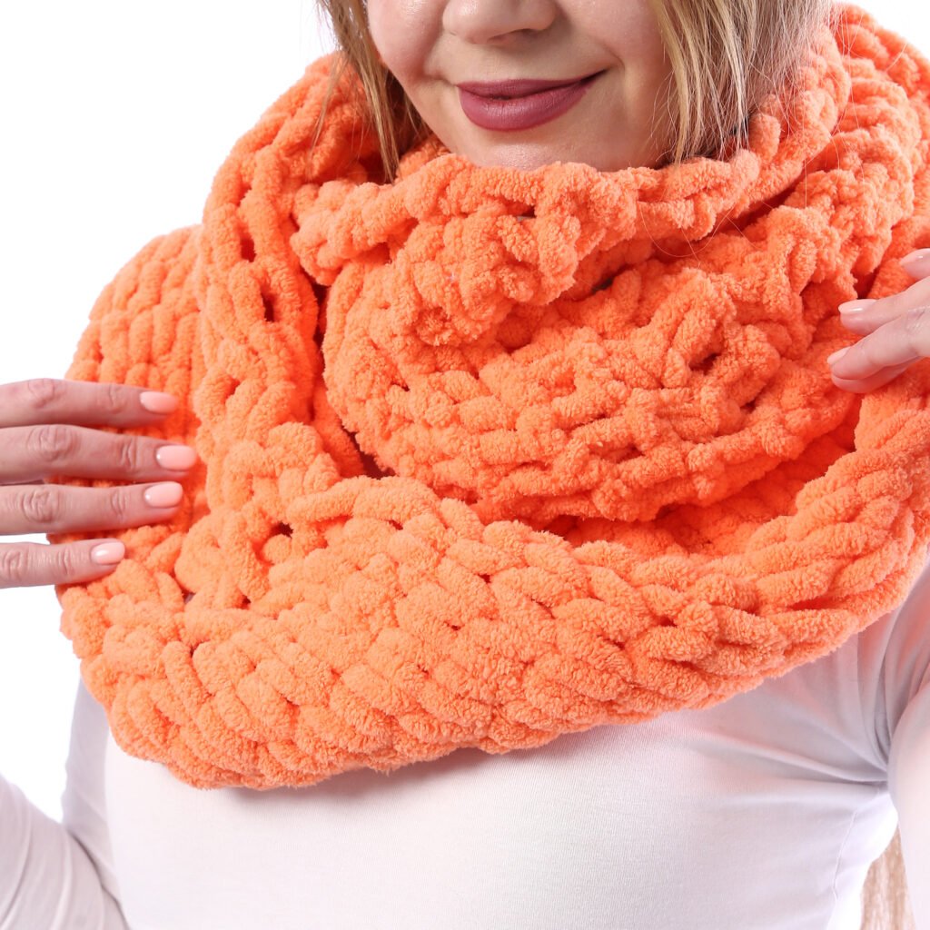 Comfy Puffy Tube  Collar Scarf Crochet Handmade