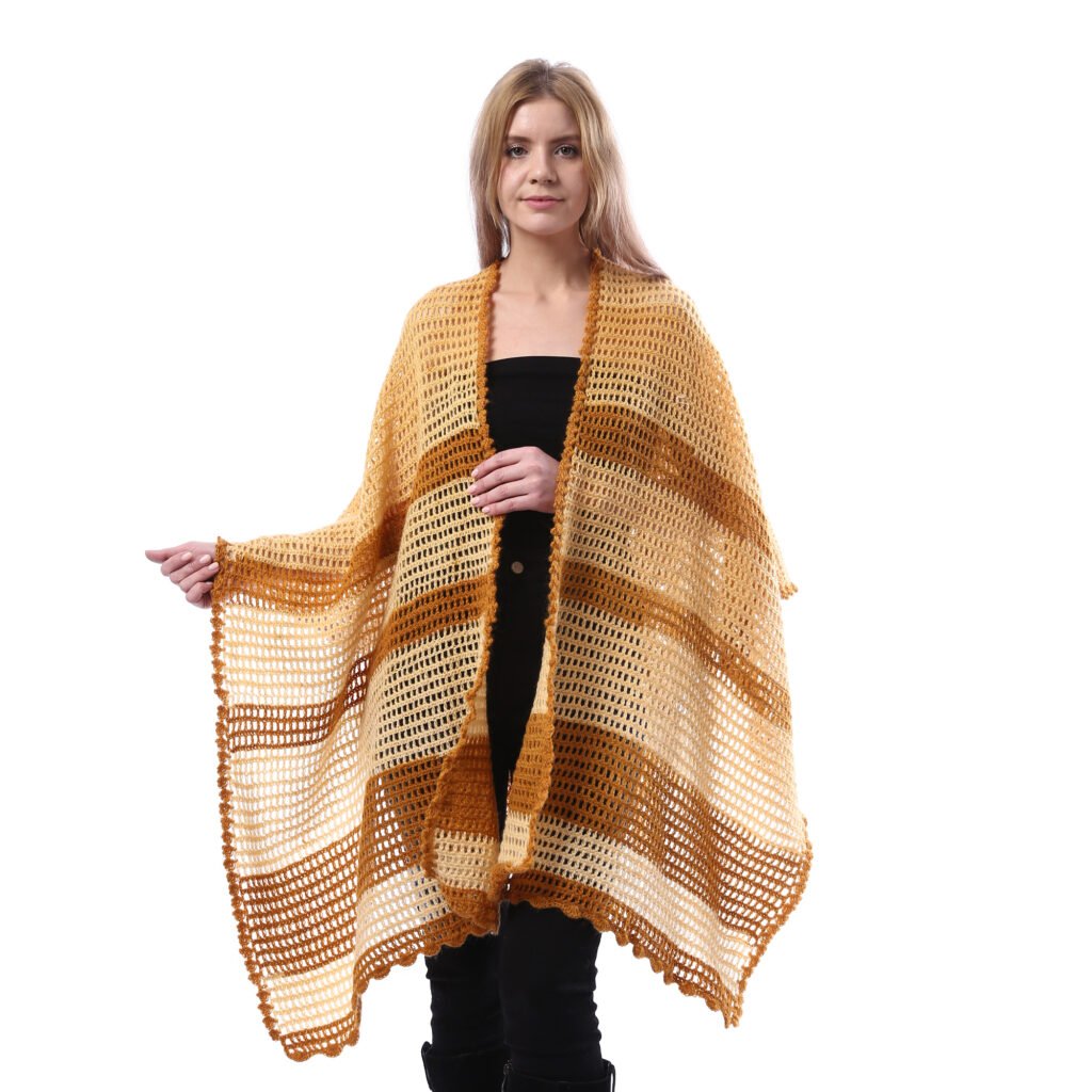 Trendy Back Triangle Flowers Granny Square Shawl Crochet