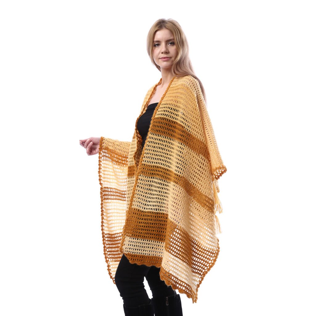 Trendy Back Triangle Flowers Granny Square Shawl Crochet
