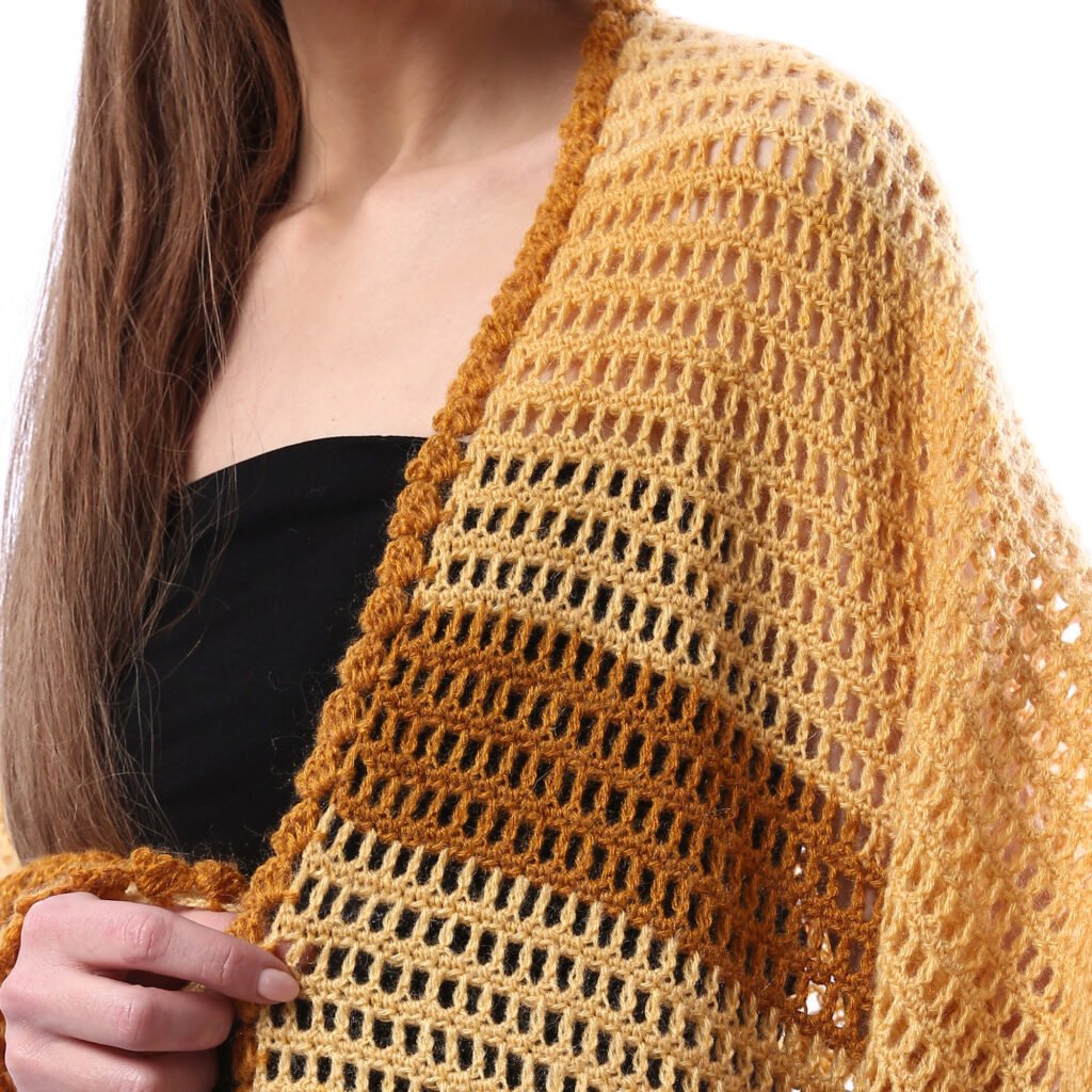 Trendy Back Triangle Flowers Granny Square Shawl Crochet