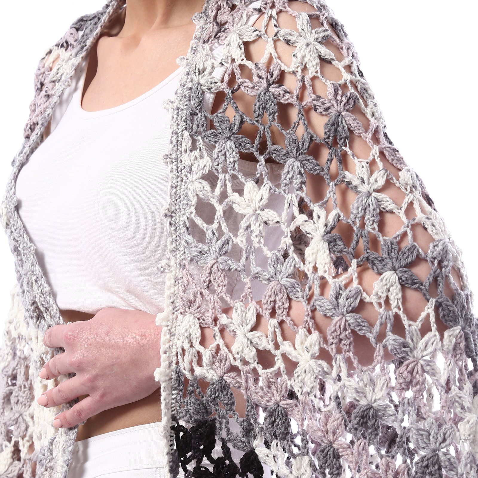 Trendy Rectangular Shwal Crochet Hand Made - Image 4