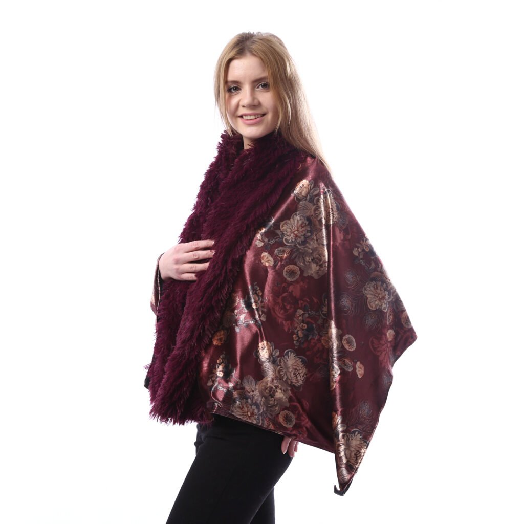 Buttoned Luxurious Velvet Shawl Fur Collar
