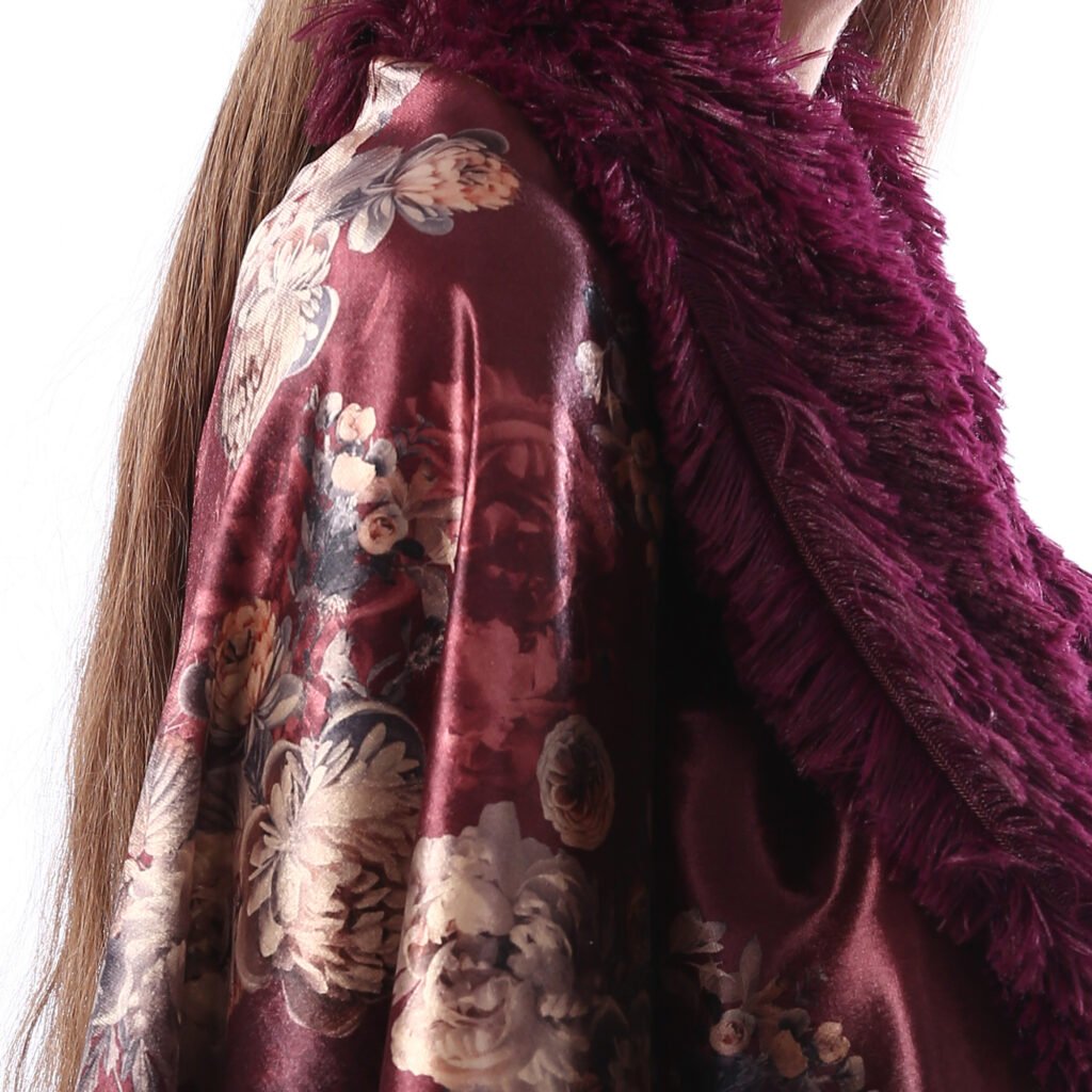 Buttoned Luxurious Velvet Shawl Fur Collar