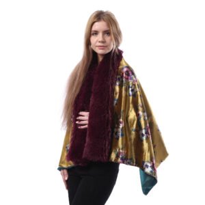 Buttoned Luxurious Velvet Shwal Fur Collar - Image 2