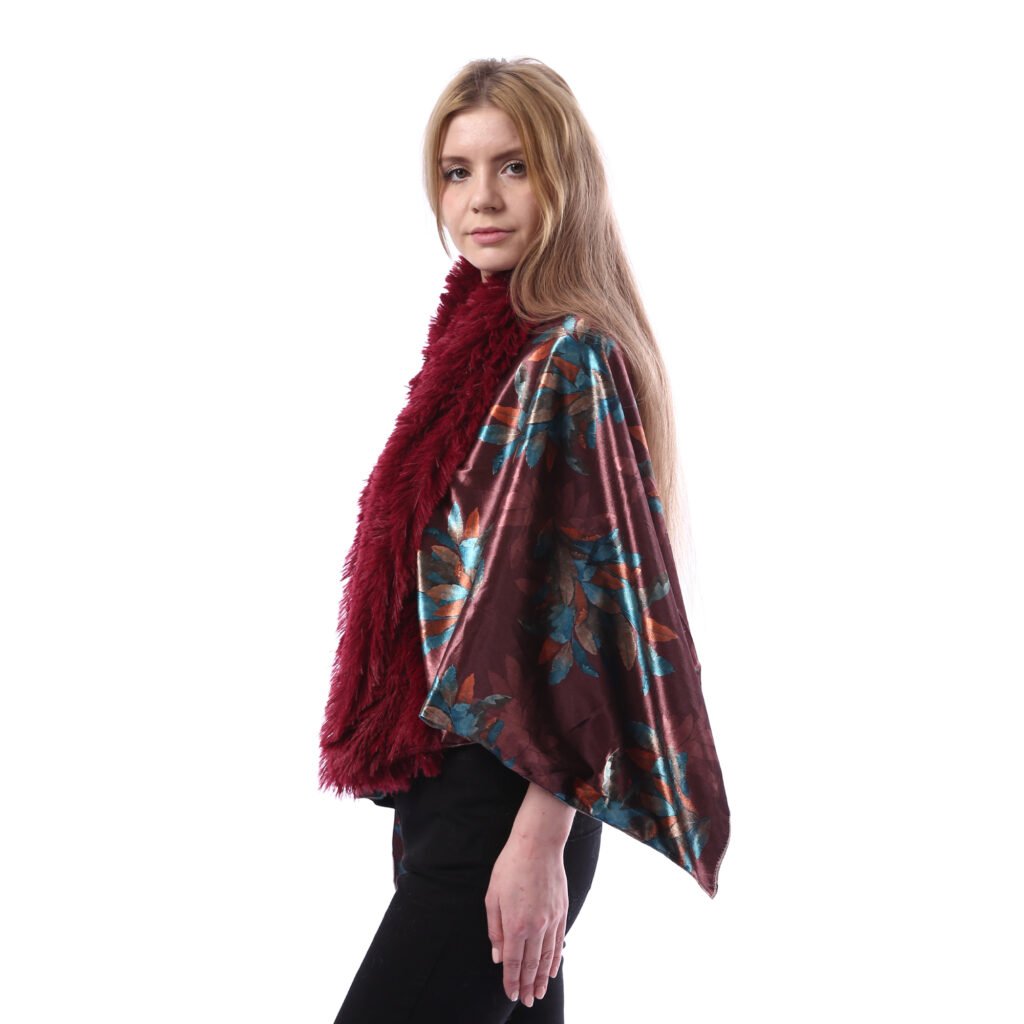 Buttoned Luxurious Velvet Shawl Fur Collar