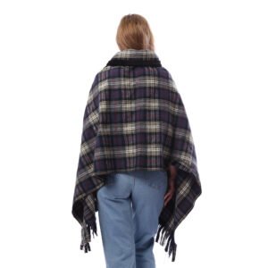 Buttoned Checks Gogh Wool Shwal Fur Collar - Image 3