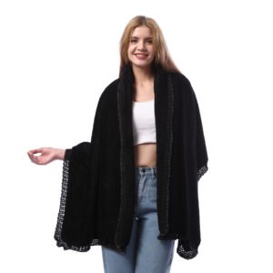 Trendy Rectangular Fur Velvet Shwal Tape Crochet Hand Made