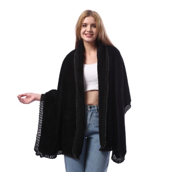 Trendy Rectangular Fur Velvet Shwal Tape Crochet Hand Made
