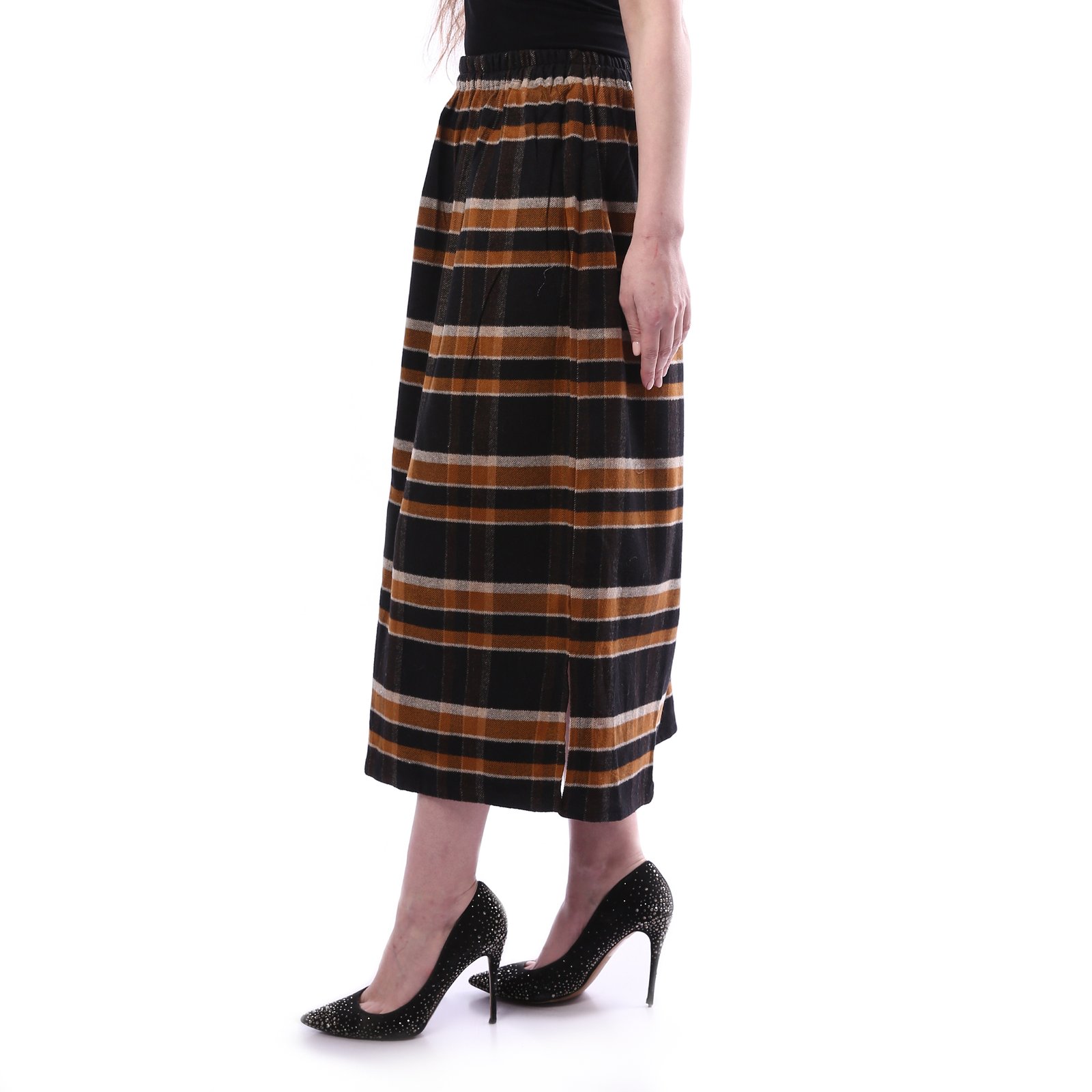 Comfy Checks Gogh Wool A Shape Skirt - Image 2