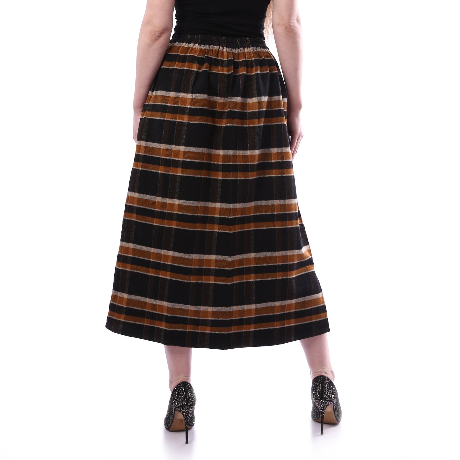 Comfy Checks Gogh Wool A Shape Skirt - Image 3