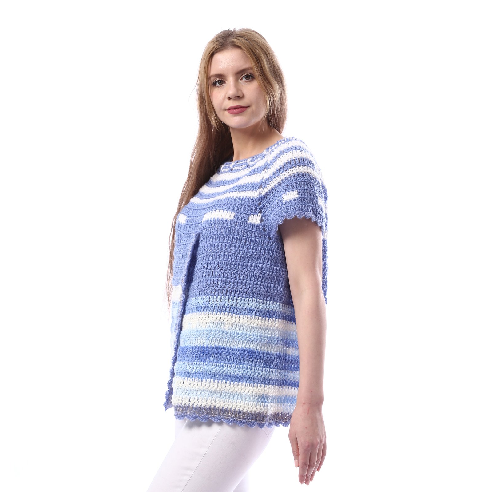 Overlaps Fancy Wool Vest Crochet Hand Made - Image 2