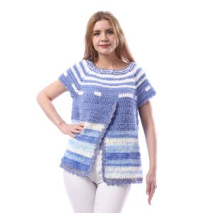 Overlaps Fancy Wool Vest Crochet Hand Made
