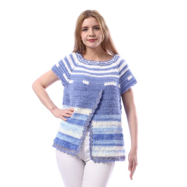 Overlaps Fancy Wool Vest Crochet Hand Made