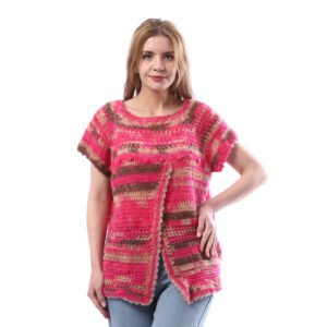 Overlaps Fancy Wool Vest Crochet Hand Made