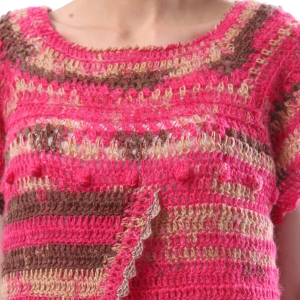 Overlaps Fancy Wool Vest Crochet Hand Made
