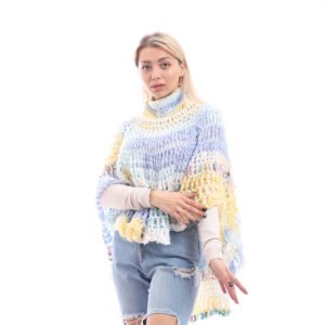 Wool High Collar Cozy Comfort Poncho Crochet Handmade - Image 2