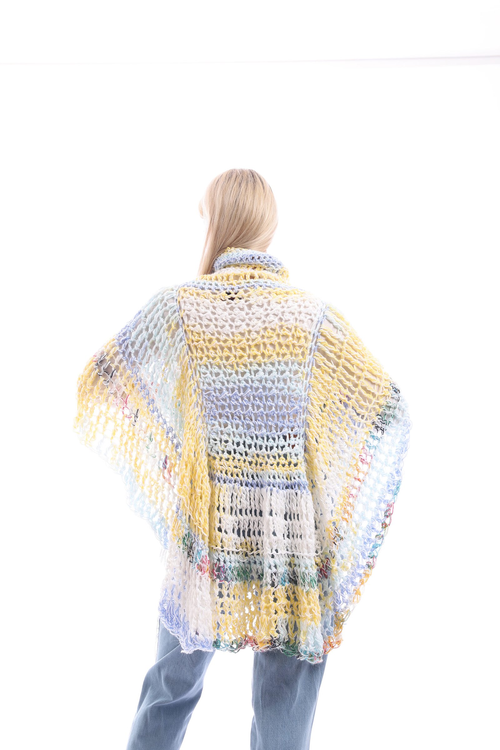 Wool High Collar Cozy Comfort Poncho Crochet Handmade - Image 4