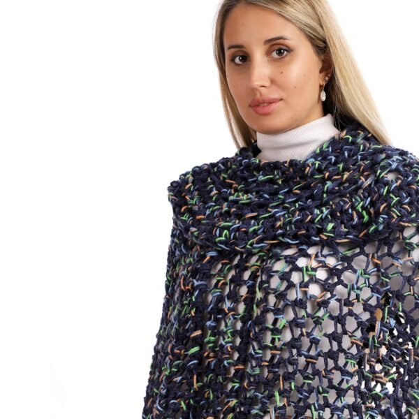 Wool High Collar Cozy Comfort Poncho Crochet Handmade