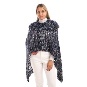 Wool High Collar Cozy Comfort Poncho Crochet Handmade - Image 2