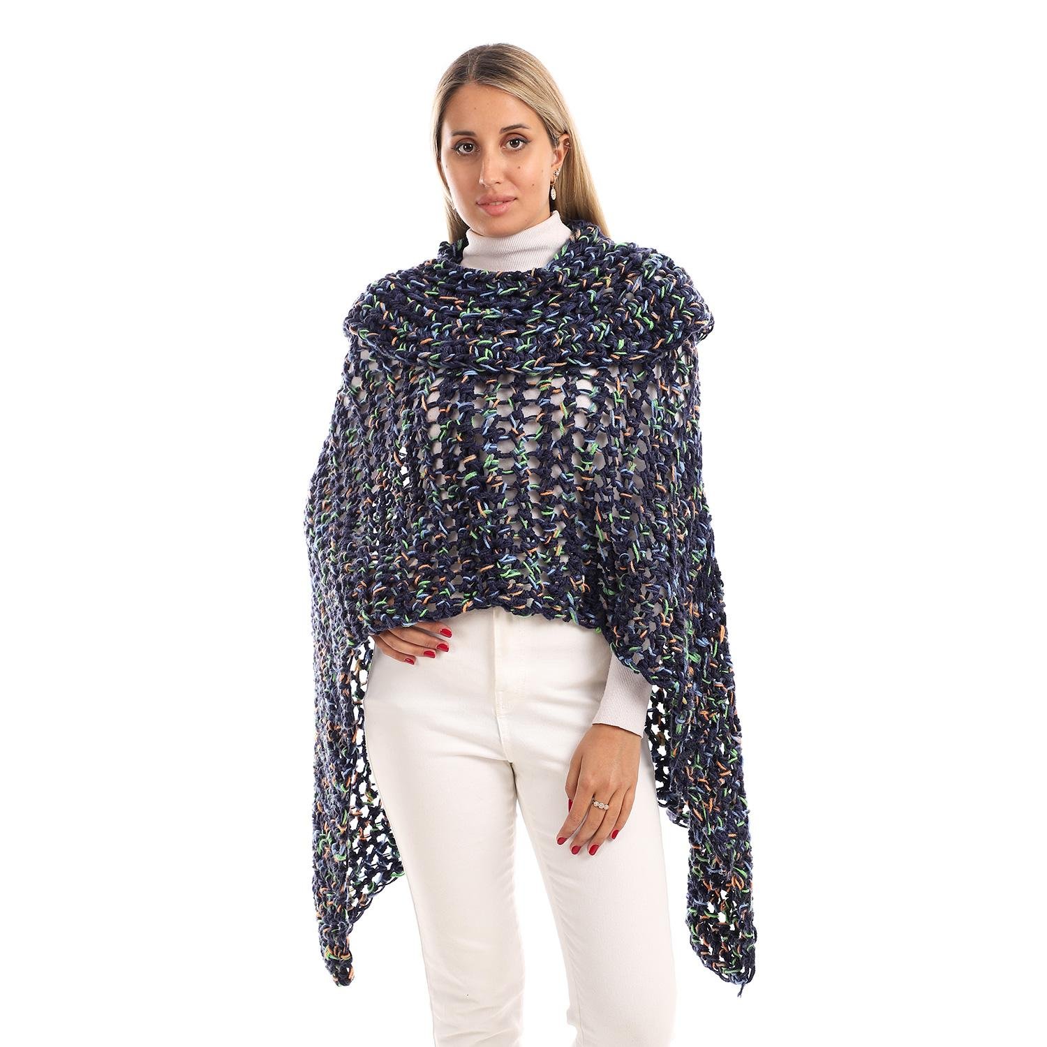 Wool High Collar Cozy Comfort Poncho Crochet Handmade - Image 2