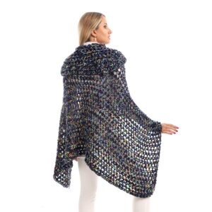 Wool High Collar Cozy Comfort Poncho Crochet Handmade - Image 3