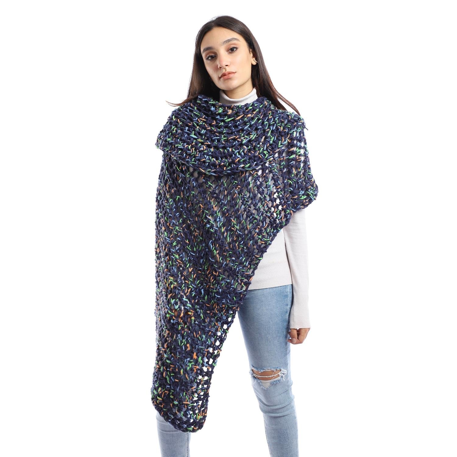Wool High Collar Cozy Comfort Poncho Crochet Handmade - Image 4