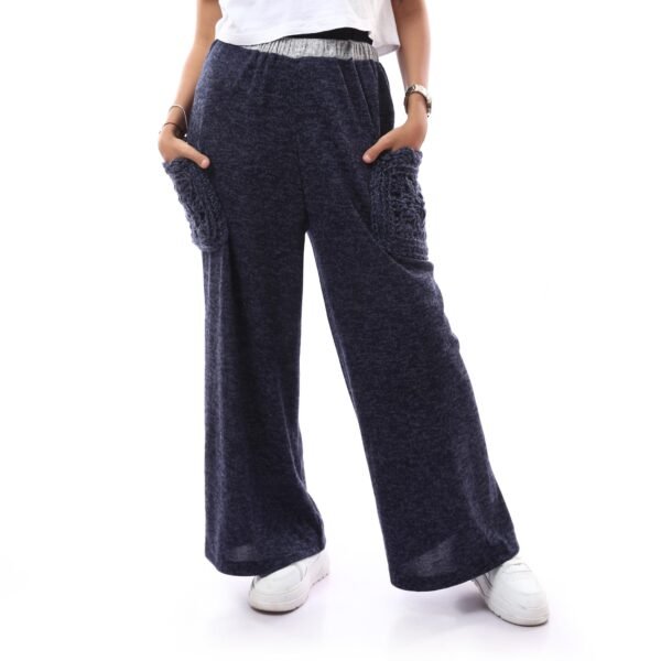 Comfy Wool Trousers Side Pockets Crochet Handmade