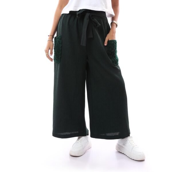 Comfy Derpy Wool Trousers Side Pockets Crochet Handmade