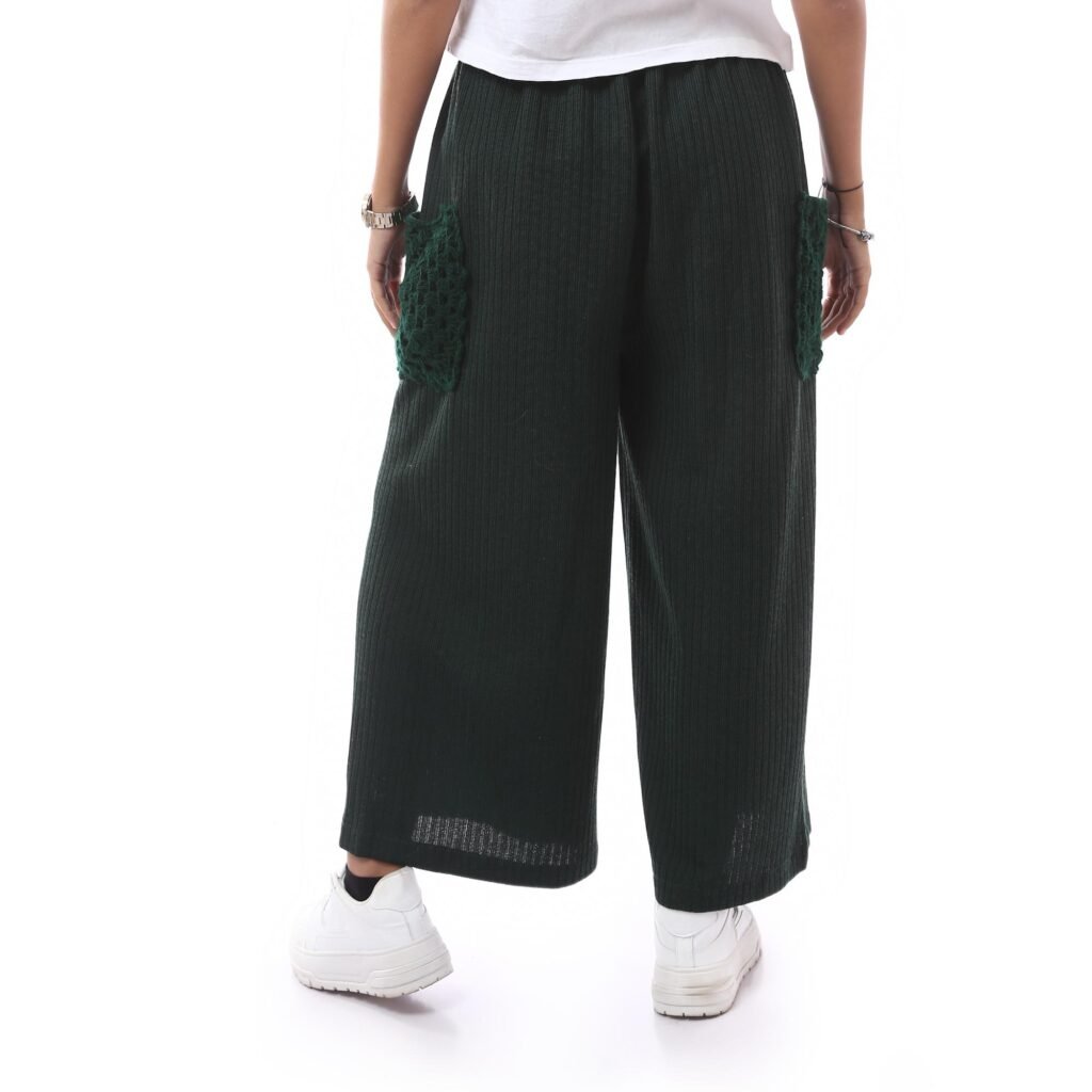 Comfy Derpy Wool Trousers Side Pockets Crochet Handmade