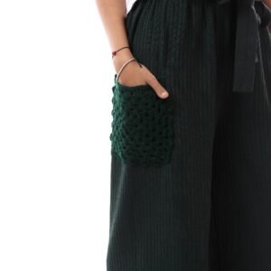 Comfy Derpy Wool Trousers Side Pockets Crochet Handmade - Image 4