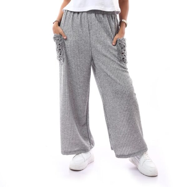 Comfy Derpy Wool Trousers Side Pockets Crochet Handmade