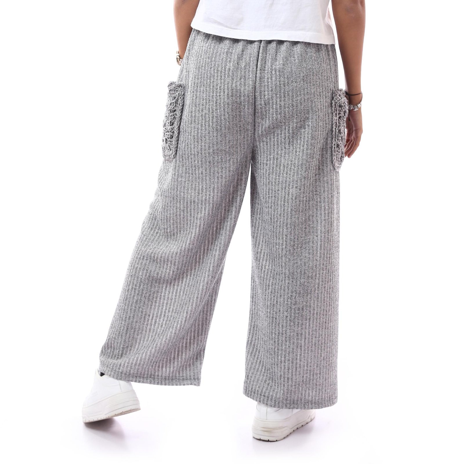 Comfy Derpy Wool Trousers Side Pockets Crochet Handmade - Image 2
