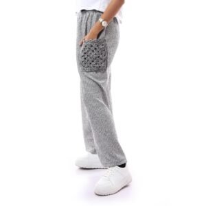 Comfy Derpy Wool Trousers Side Pockets Crochet Handmade - Image 3