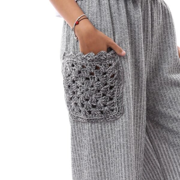 Comfy Derpy Wool Trousers Side Pockets Crochet Handmade