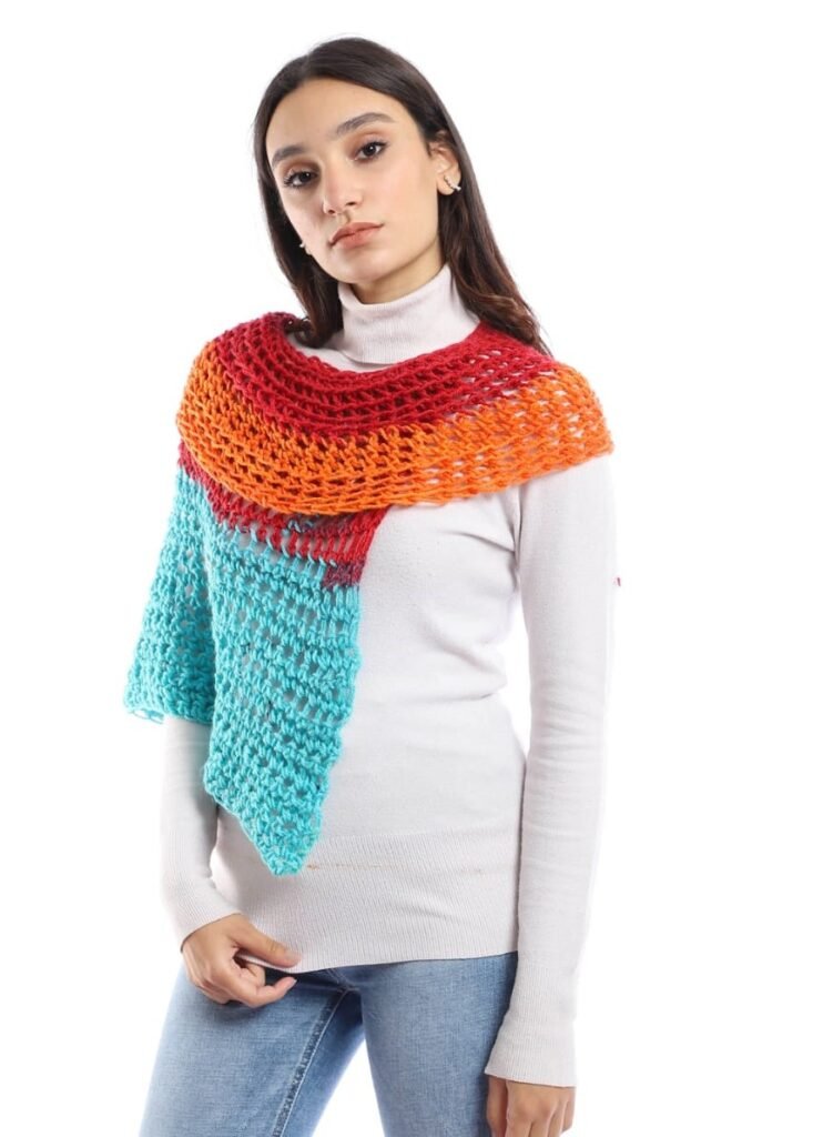 Wool  Asymmetric  Capelet  Poncho  Crochet Handmade