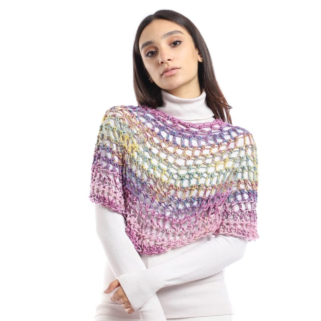 Wool Mesh Capa Capelet  Poncho  Crochet Handmade