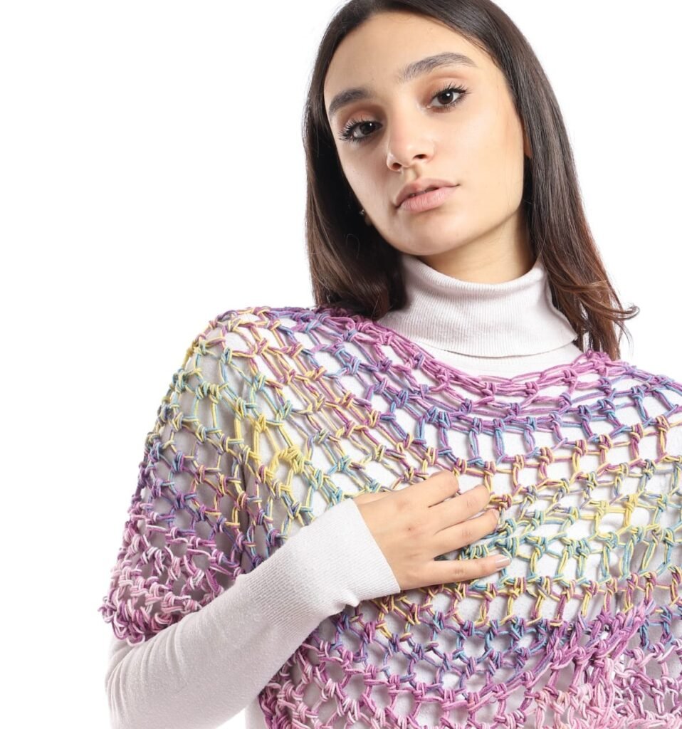 Wool Mesh Capa Capelet  Poncho  Crochet Handmade