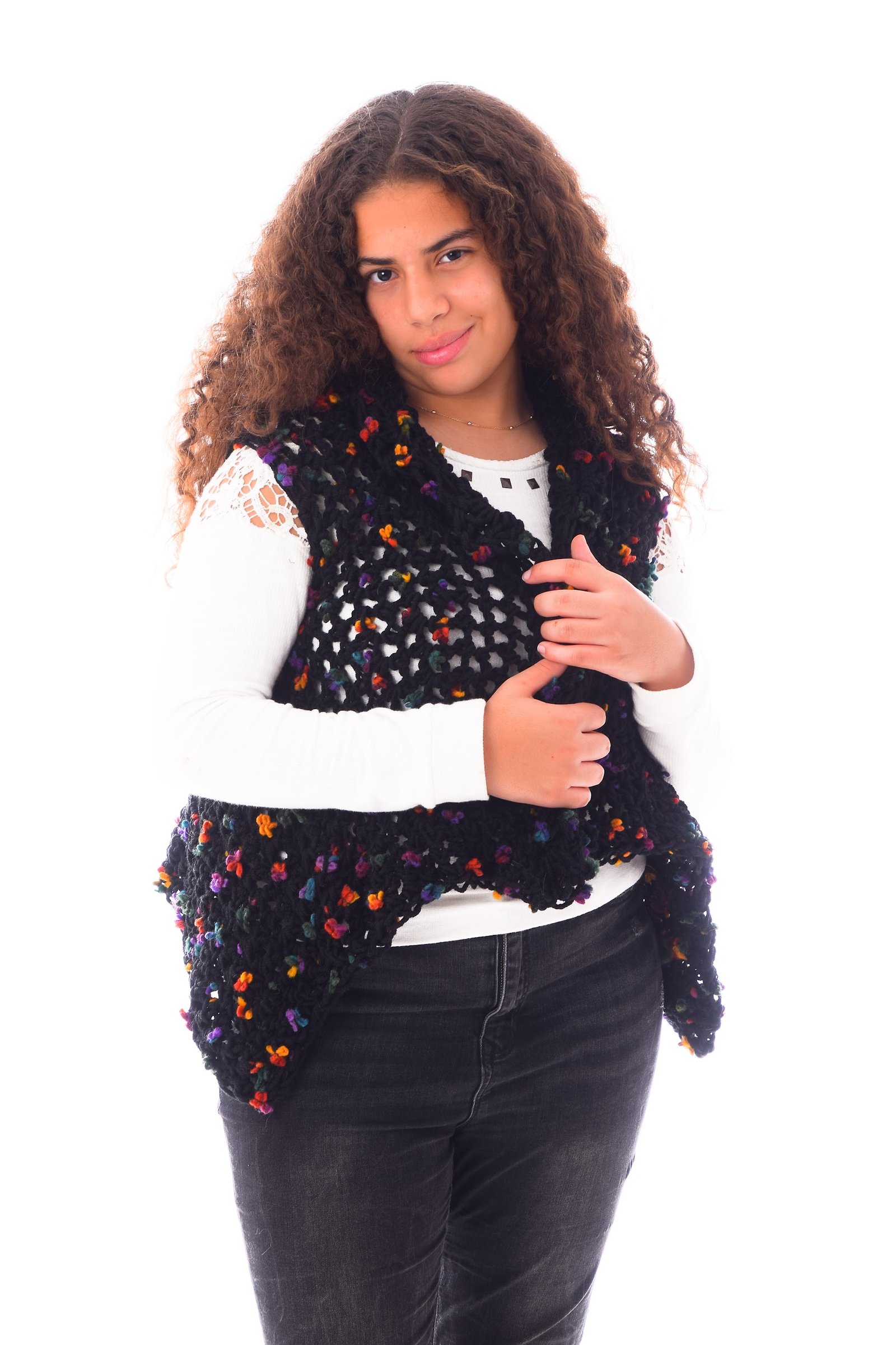 Wool Vest  Crochet Handmade MIX Flowers - Image 3
