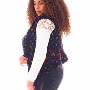Wool Vest  Crochet Handmade MIX Flowers - Image 5