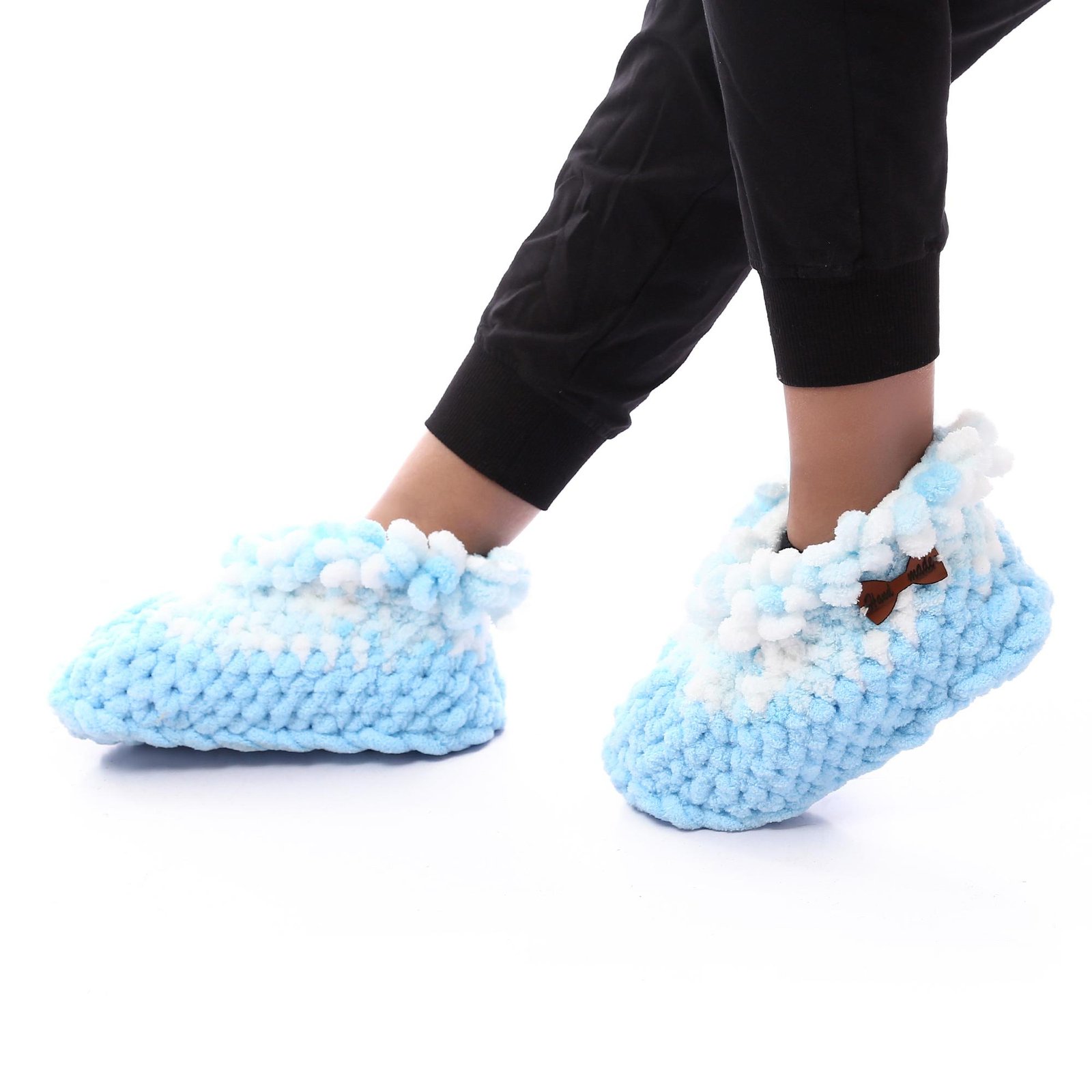 Comfy Fluffy Warm Puffy Home Booties Crochet Handmade - Image 3