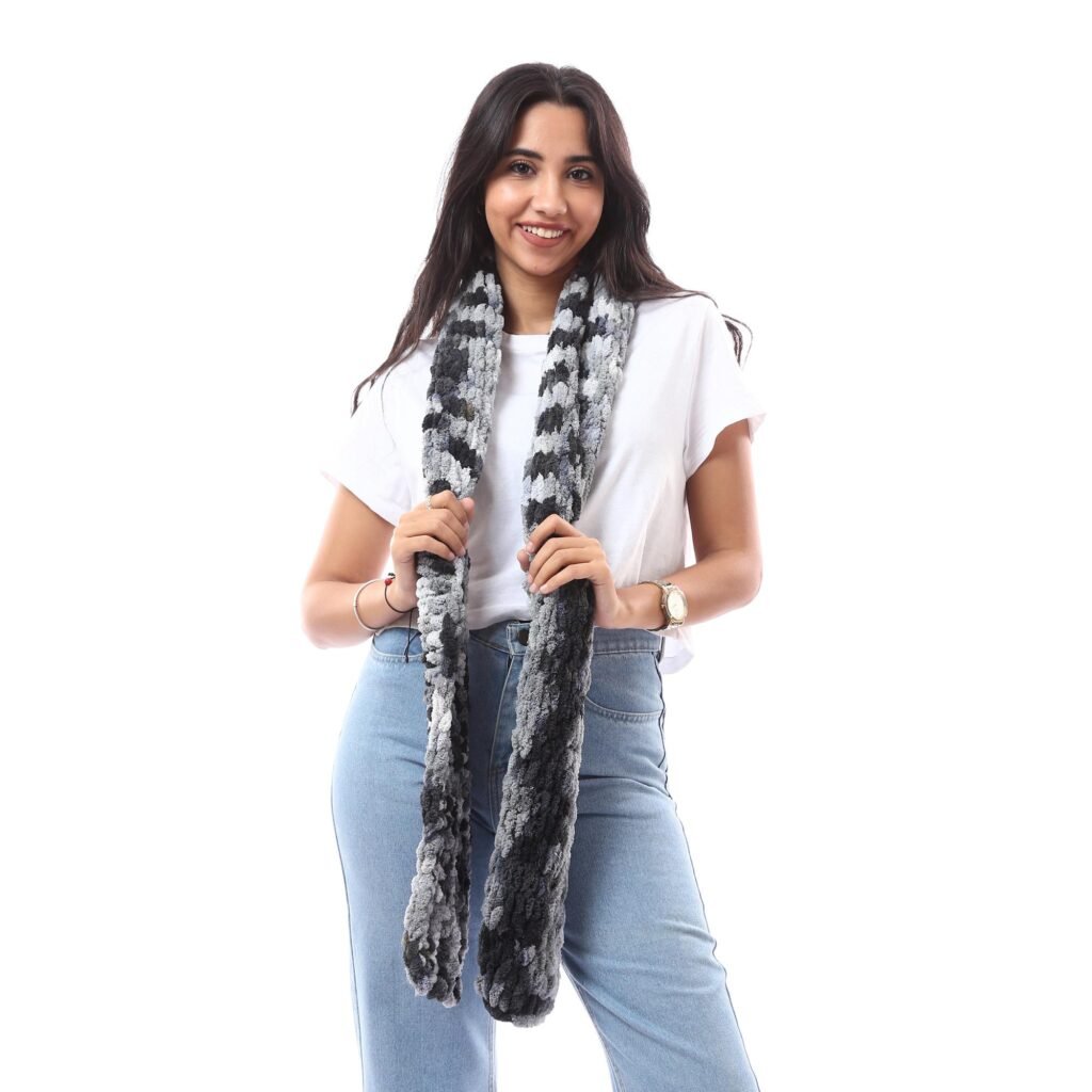 Comfy Puffy Tie Scarf Crochet Handmade